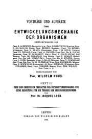Tapa de Vorträge und Aufsätze über Entwickelungsmechanik der Organismen