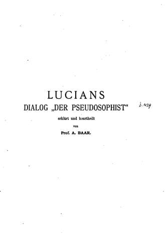 Tapa de Lucians Dialog der Pseudosophist: Progr
