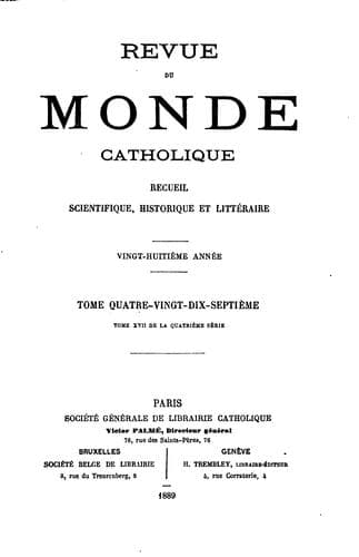 Tapa de Revue du Monde Catholique