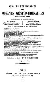 Tapa de Annales des maladies des organes génito-urinaires
