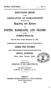 Tapa de Report of births, marriages, and deaths in Massachusetts. 1891