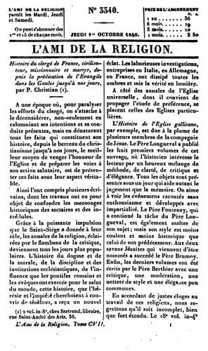 Tapa de L'Ami de la religion