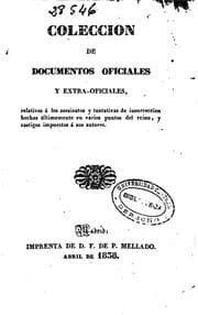 Tapa de Colección de documentos oficiales y extra-oficiales relativos á los ...