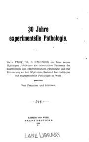 Tapa de 30 Jahre experimentelle Pathologie