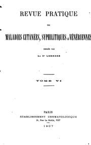 Tapa de Revue pratique des maladies cutanées, syphilitiques et vénériennes