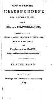 Tapa de Monataliche Correspondenz zur Beförderung der Erd- und Himmels-Kunde ...
