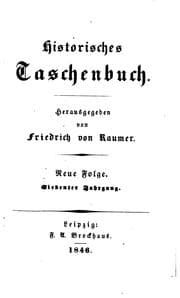 Tapa de Historisches Taschenbuch, herausg. von F. von Raumer