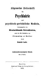 Tapa de Allgemeine Zeitschrift für Psychiatrie und psychisch-gerichtliche Medizin