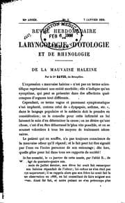 Tapa de Revue hebdomadaire de laryngologie, d'otologie et de rhinologie