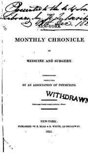 Tapa de The New-York Monthly Chronicle of Medicine and Surgery