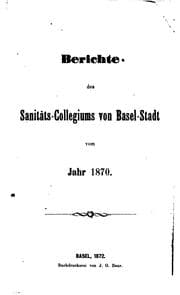 Tapa de Berichte des Sanitäts Collegiums von Basel-stadt