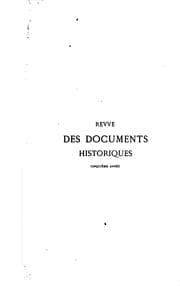 Tapa de Revue des documents historiques