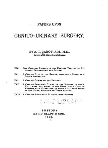 Tapa de Papers upon genito-urinary surgery