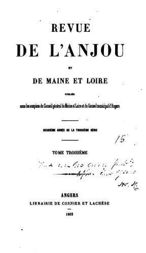 Tapa de REVUE DE L'ANJOU