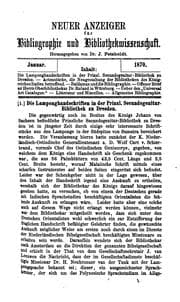 Tapa de Neuer Anzeiger für Bibliographie und Bibliothekwissenschaft