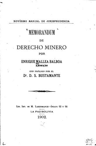 Tapa de Memorandum de derecho minero
