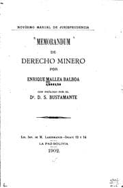 Tapa de Memorandum de derecho minero