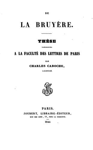 Tapa de De La Bruyère