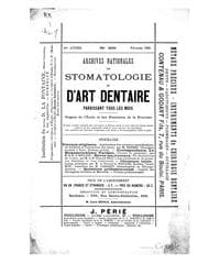 Tapa de Archives nationales de stomatologie et d'art dentaire