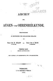 Tapa de Archiv fuer augen- und ohrenheilkunde