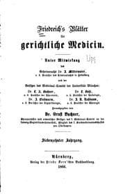 Tapa de Friedreich's Blätter für gerichtliche Medlein und Sanitätspolizei