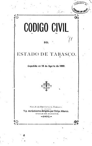 Tapa de Código Civil del Estado de Tabasco