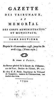 Tapa de Gazette des nouveaux tribunaux