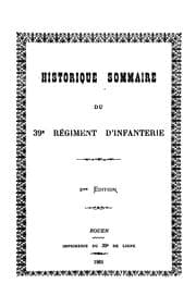 Tapa de Historique sommaire du 39e régiment d'infanterie