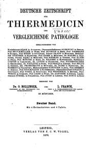Tapa de Deutsche Zeitschrift für Thiermedicin und vergleichende Pathologie
