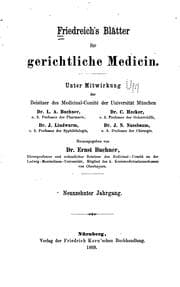 Tapa de Friedreich's Blätter für gerichtliche Medlein und Sanitätspolizei