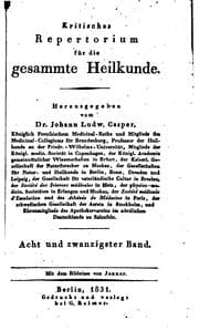 Tapa de Kritisches Repertorium für die gesammte Heilkunde