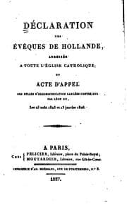 Tapa de Déclaration des évêques de Hollande, adressée a toute l'église Catholique ...