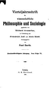 Tapa de Vierteljahrsschrift für wissenschaftliche Philosophie