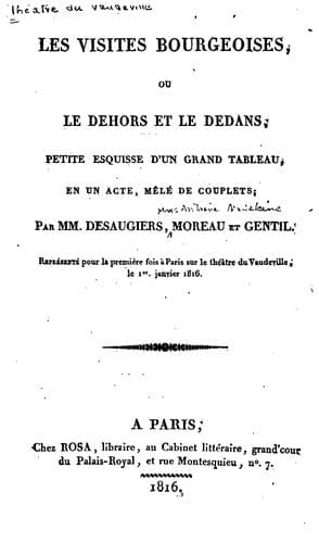 Tapa de Théatre du Vaudeville