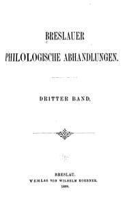 Tapa de Breslauer philologische Abhandlungen