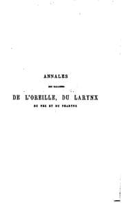 Tapa de Annales des maladies de l'oreille, du larynx, du nez et du pharynx