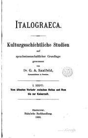 Tapa de Italograeca, kulturgeschichtliche Studien auf sprachwissenschaftlicher Grundlage