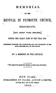 Tapa de Memorial of the Revival in Plymouth Church, Brooklyn, [Rev. Henry Ward Beecher]: During the ...