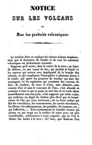 Tapa de Notice sur les volcans et sur les produits volcaniques