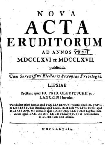 Tapa de Nova acta eruditorum