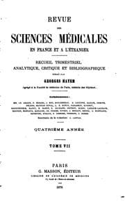 Tapa de Revue des sciences médicales en France et a ̀l'étranger