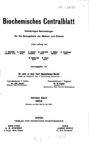 Tapa de Biochemisches Centralblatt