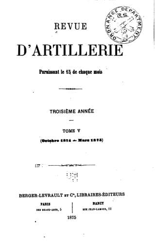 Tapa de Revue d'artillerie