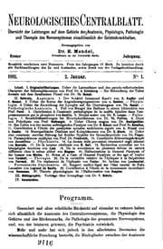 Tapa de Neurologisches Zentralblatt