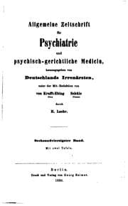Tapa de Allgemeine Zeitschrift für Psychiatrie und psychisch-gerichtliche Medizin