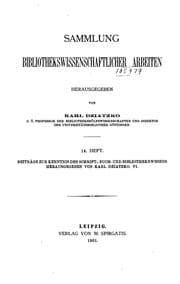 Tapa de Sammlung bibliothekswissenschaftlicher arbeiten