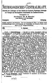 Tapa de Neurologisches Zentralblatt