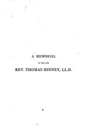 Tapa de A memorial of ... Thomas Binney, ed. by J. Stoughton