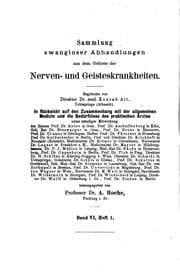 Tapa de Sammlung zwangloser Abhandlungen aus dem Gebiete der Nerven- und Geisteskrankheiten