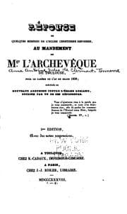 Tapa de Réponse de quelques membres de l'Église Chretienne Reformée, au mandernent de Msr. l'Archevêque ...